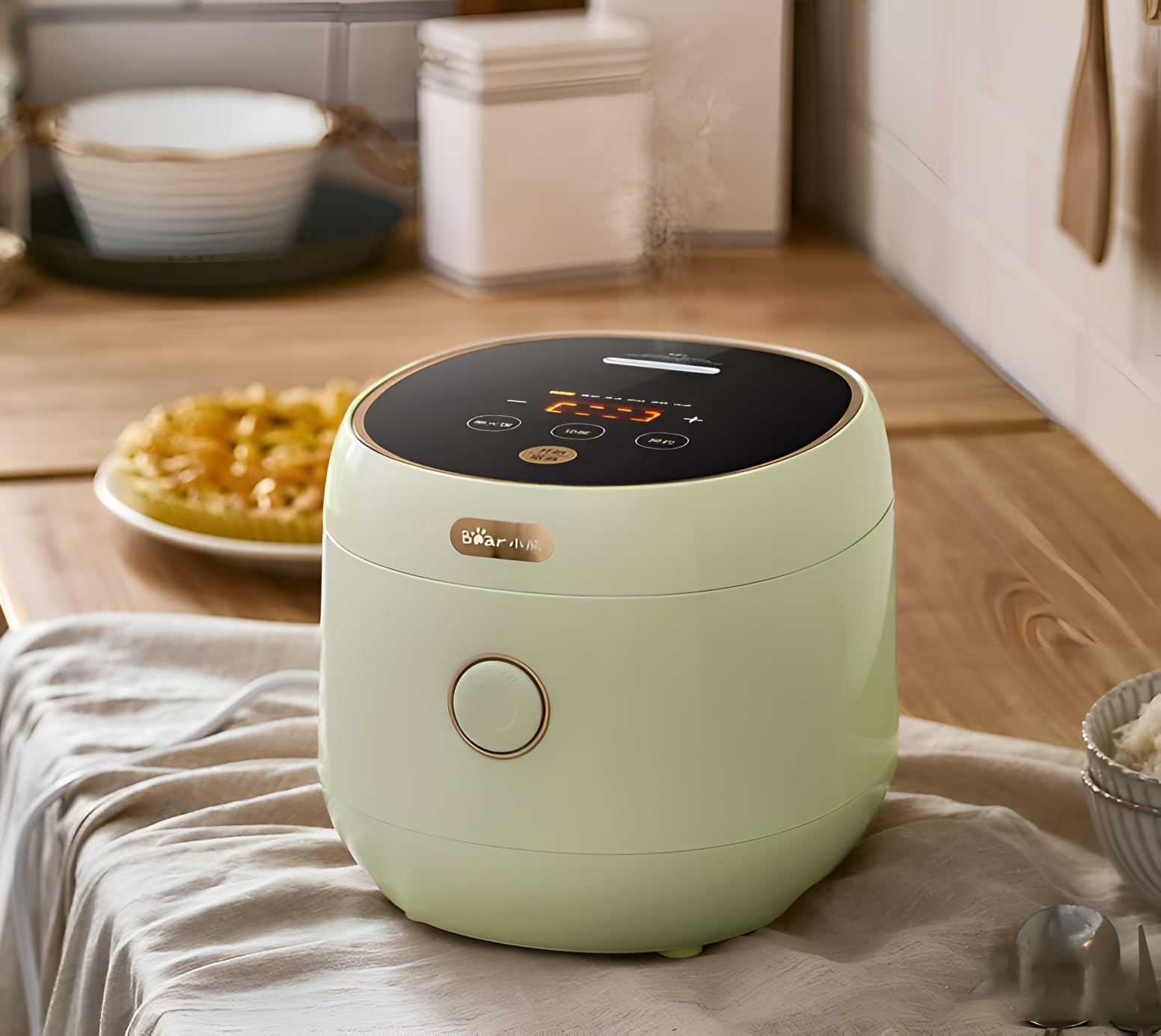 Bear 3L Smart Rice Cooker with Steamer, 6 Functions Rice Cooking with Steam, Porridge, Soup, Preset, 600W Multifunctional Rice Cooker for 2-5 People DFB-C30L3 (CN 3Pin Plug)