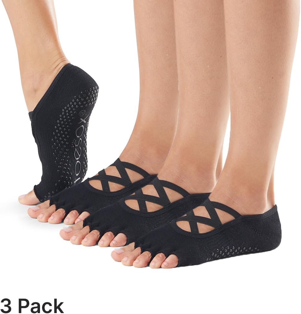 Grip Half Toe Elle 3 Pack Black Medium
