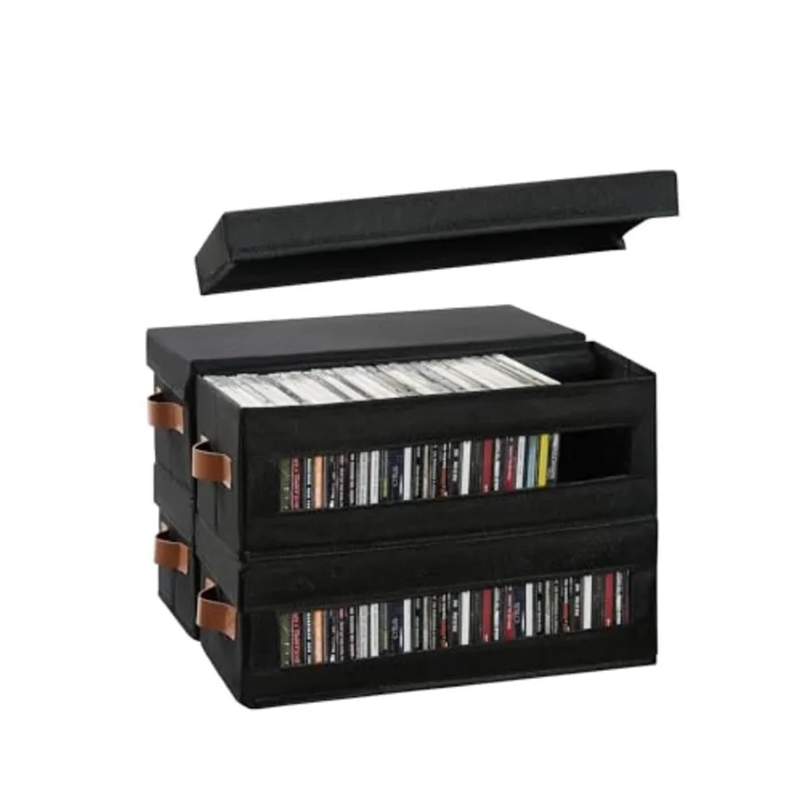 Borsa porta CD in tessuto, Scatola porta CD con impilabile finestra visibile