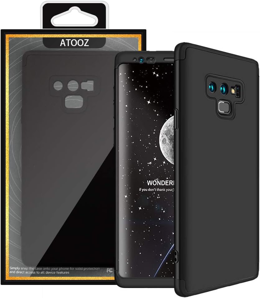 Galaxy Note 9 Case, ATOOZ 360 Degree Premium Material All-Around Full Body Slim Fit Lightweight Hard Protective Skin Case Cover for Samsung Galaxy Note9 (Black)