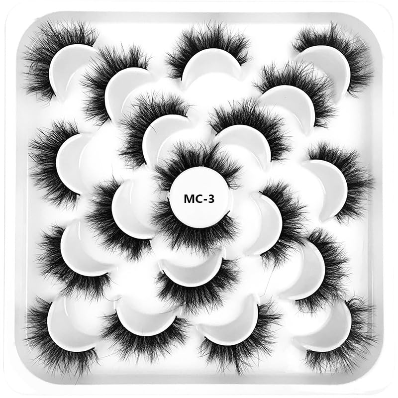 Namzi 10 Pairs Wispy Faux Mink Lashes Cils Yeux Volumineux Aspect Naturel Volume 8D Faux Cils ，MC-3