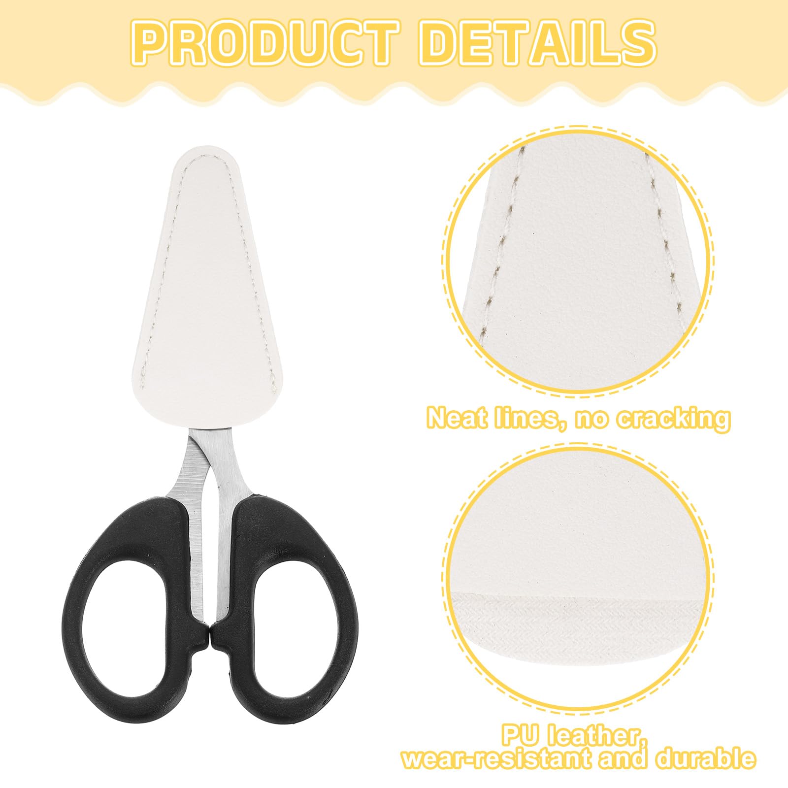 QUARKZMAN 10Pcs Fodere Per Forbici, 2.9" x 1.5" Copri Forbici Protettivo Pelle PU Borsa Portatile Per Raccolta Protezione Strumento Bellezza Per Rifilatura Sopracciglia, Bianco