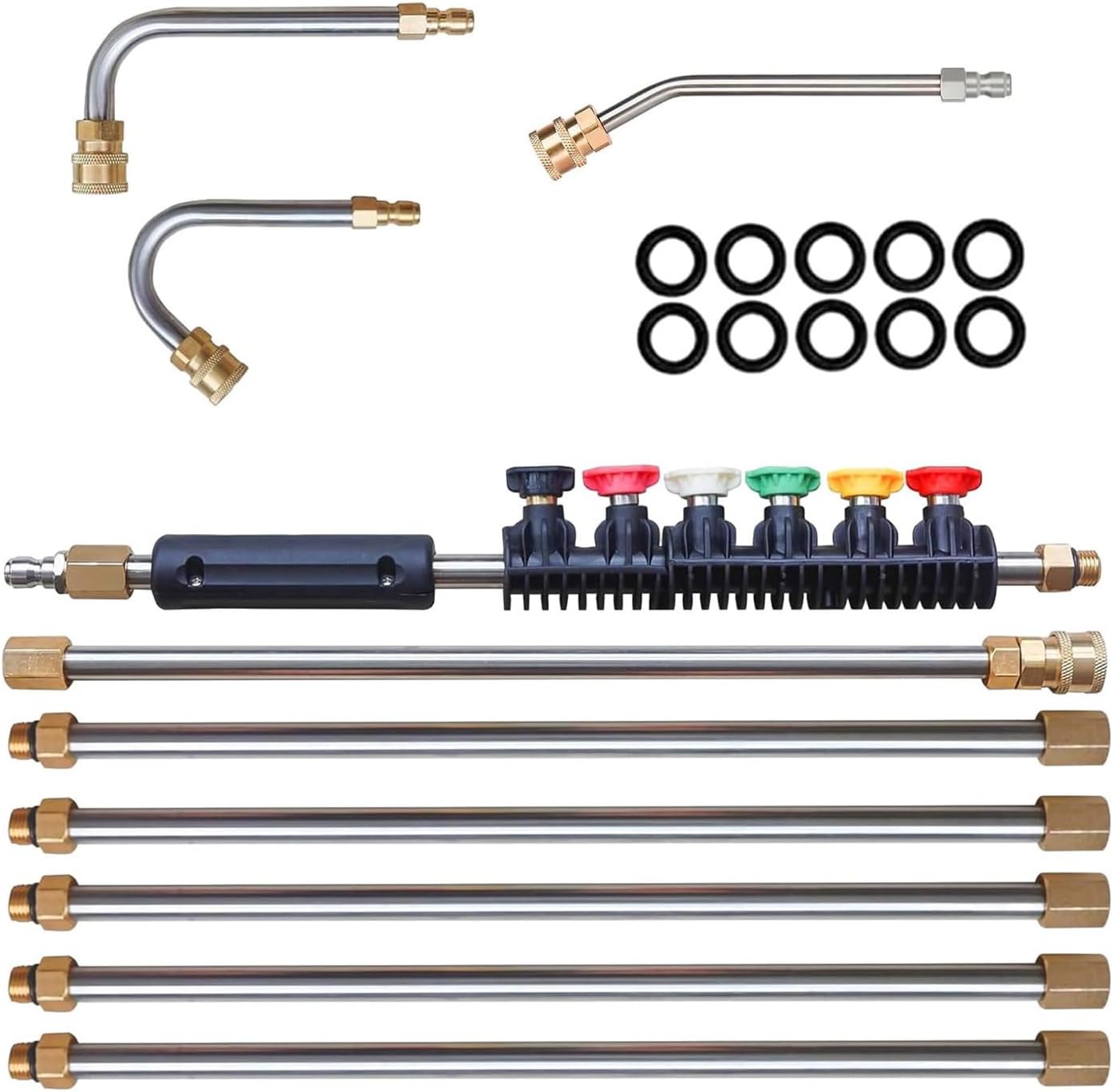 Telescoping High Pressure Washer Wand Set - Washer Extension Wand Set,Gutter Cleaner Extension Pole 4000PSI 1/4 Inch Connector 6 Nozzles For Gutter