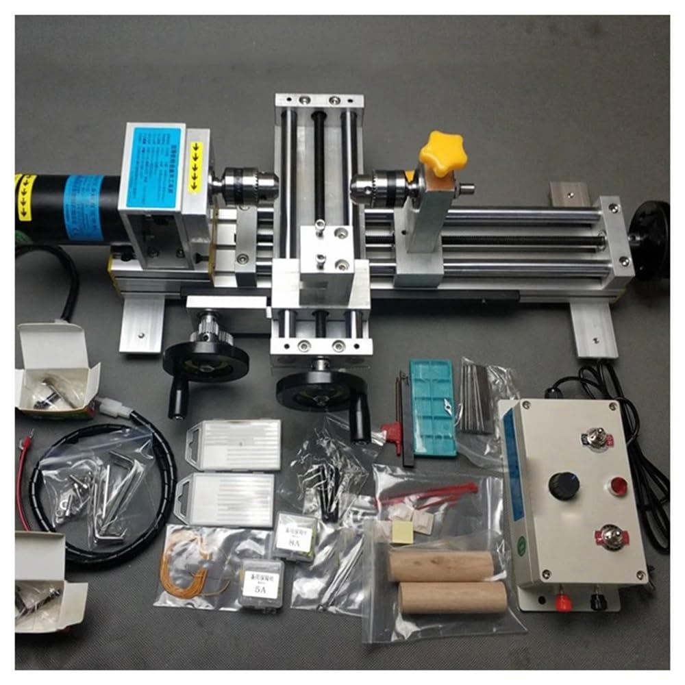 Torno for carpintería, Mini torno pequeño for el hogar, bola, Micro portabrocas, torno de 350W, soporte fijo, 1400-3600RPM
