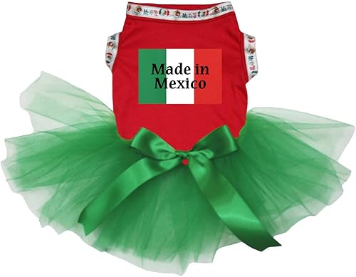 Petitebella Vestido para perro cachorro con la bandera de Made in Mexico (M, rojo)