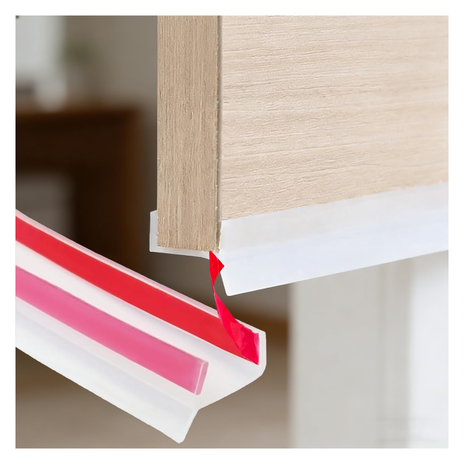 Kitchen Plinth Sealing Strip, Flexible Skirting for 15/16/17mm Plinths, Self-Adhesive Rubber Seal for Bathroom & Cabinets (Transparent 1.8m) — image 1