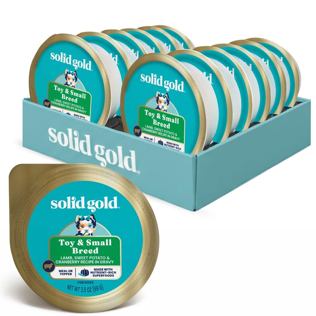 Wet Dog Food for Small Dogs - Grain Free Small Dog Food Wet Recipe w/Real Lamb, Superfoods & Vitamins for Gut Health & Immune Support - for Puppies, Adult & Senior Breeds - 12ct 3.5oz Cups