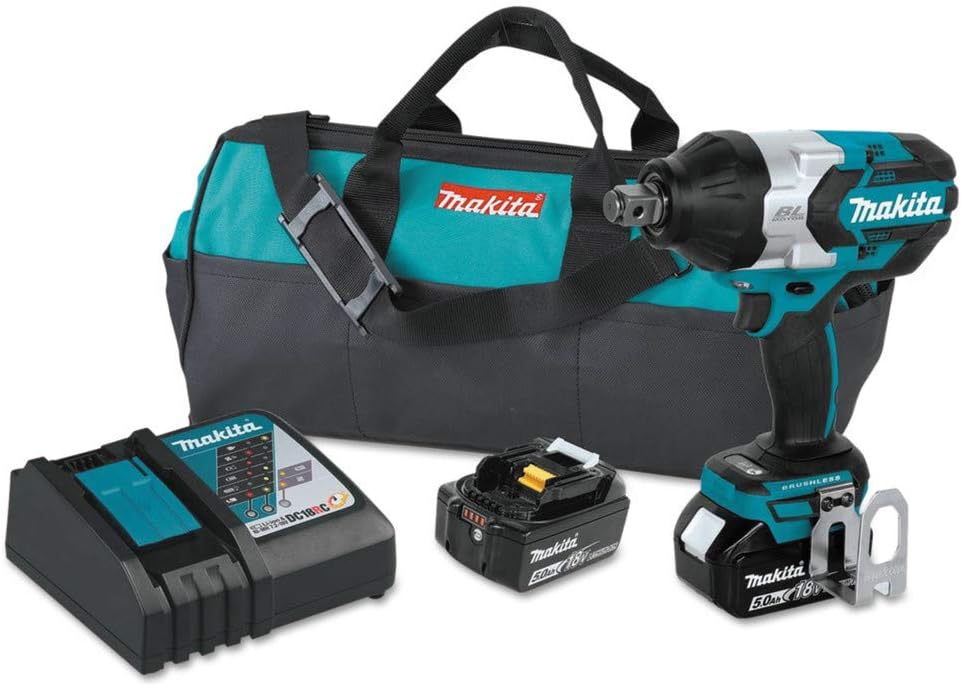 Makita XWT07T 18V LXT® Lithium-Ion Brushless Cordless High-Torque 3/4" Sq. Drive Impact Wrench Kit w/Friction Ring Anvil (5.0Ah)