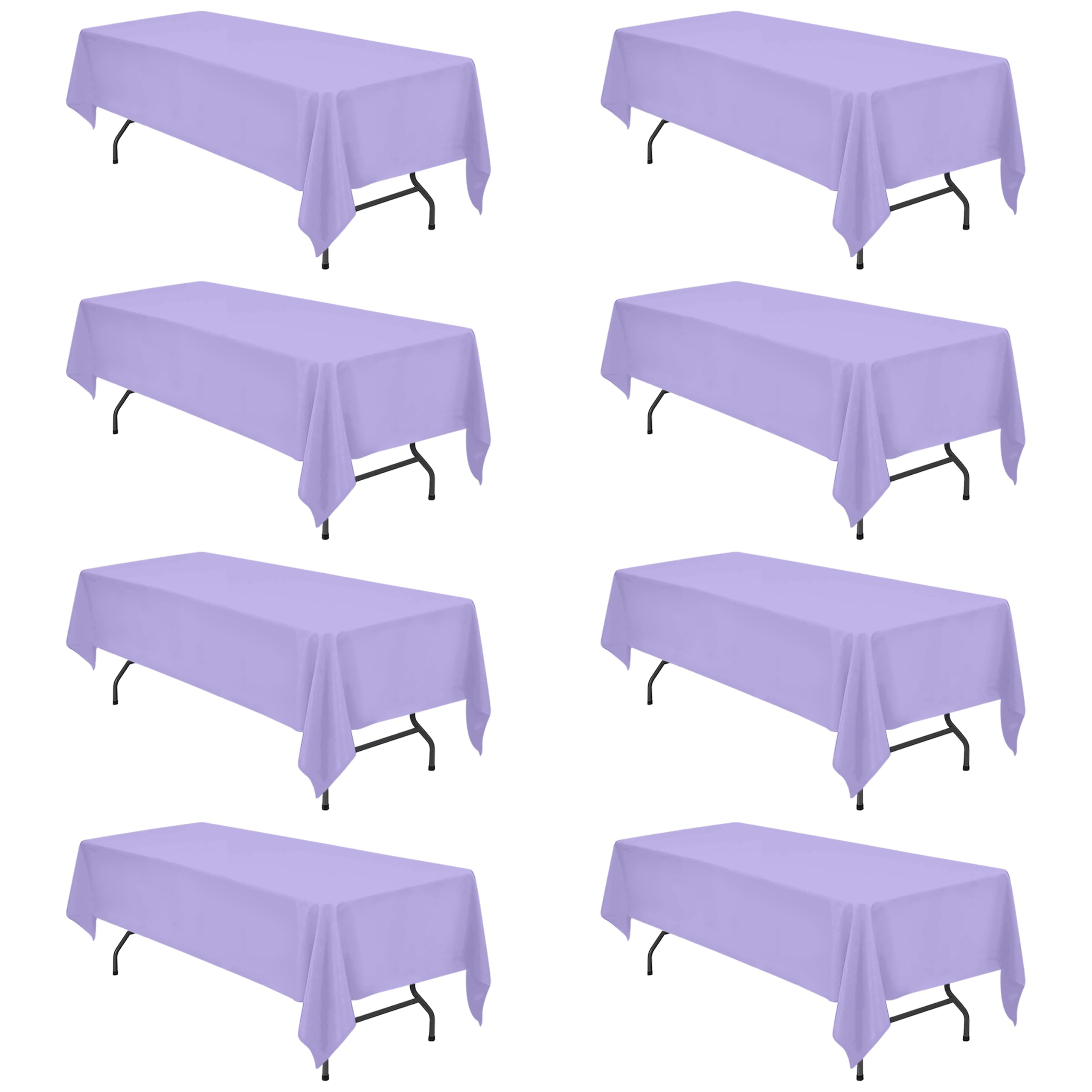 BRILLMAX 8 Pack Lavender Tablecloths 60x126 Inch for 8ft Rectangle Tables
