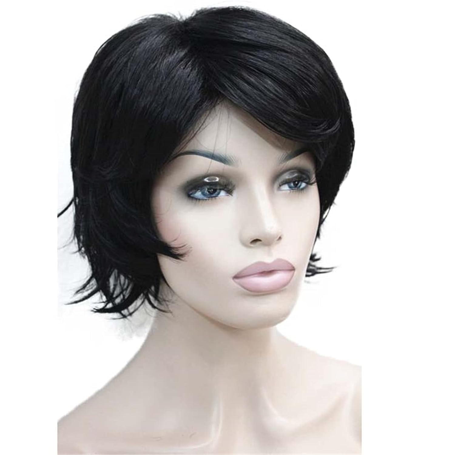 Black Wiginway Short Wavy Wig, Black Synthetic Wig For Women