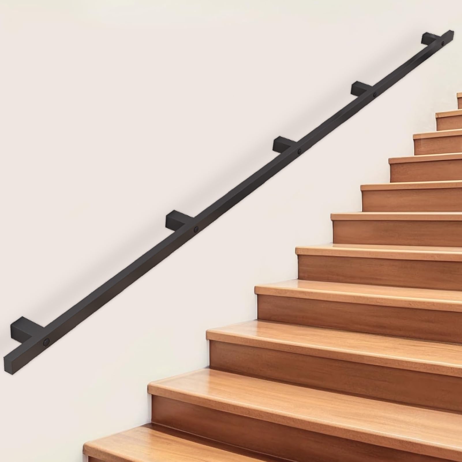 Fkxsxaz Wall Mounted Handrails For Stairs, 100Cm/3.4Ft ~ 600Cm/20Ft Industrial Iron Stair Banister Rail Exterior Pipe Hand Railings Non-Slip Staircase Grab Bar Indoor Loft Steps(18Ft/540Cm