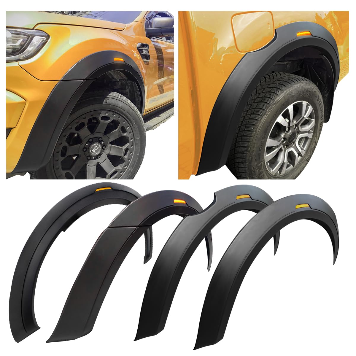 Parafanghi Extra Larghi Per Ford Ranger Doppia Cabina T7 T8 (2015-2022) – Estensioni Passaruota Da 5 Pollici Con Riflettore – Senza Sensori PDC - 2