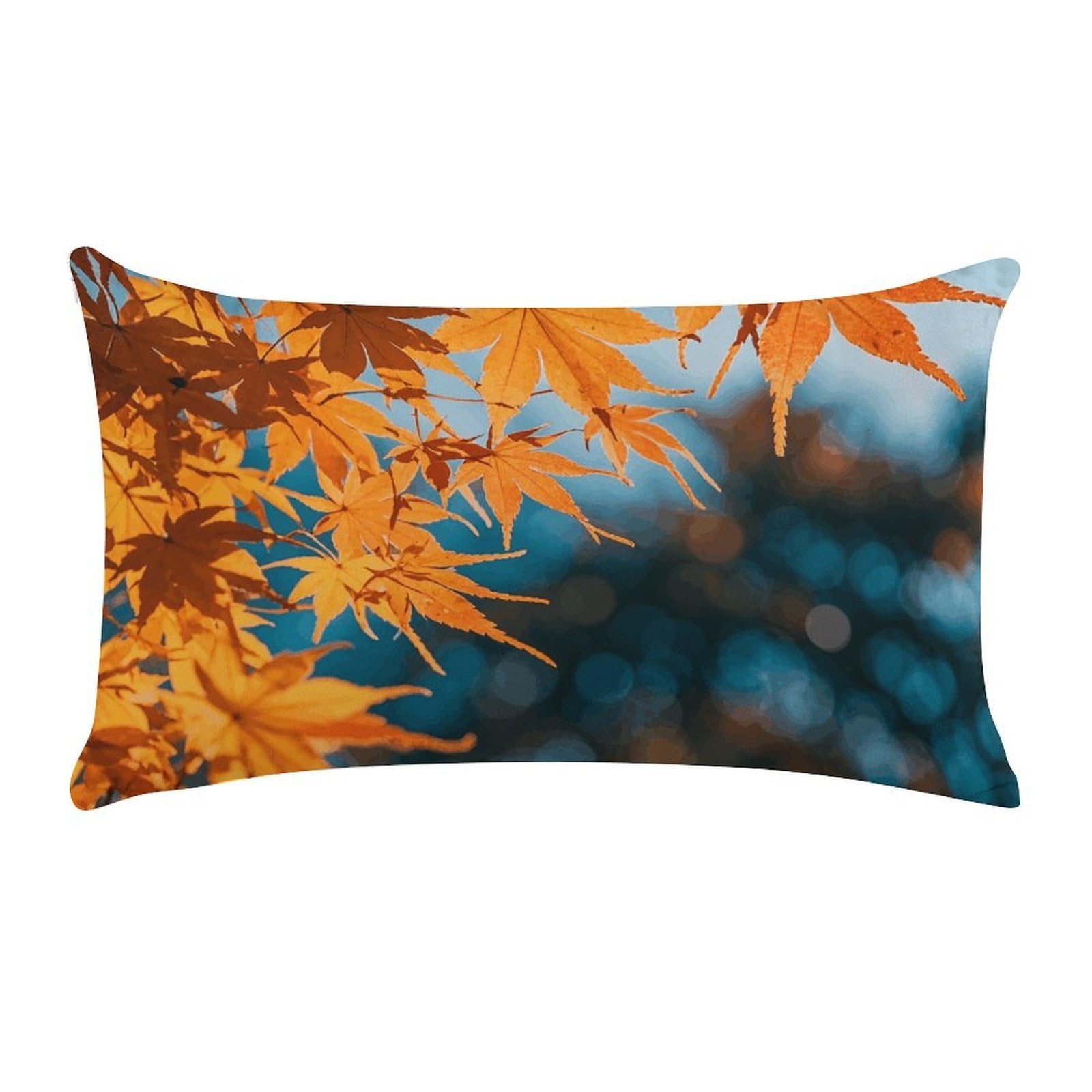 Fall Maple Leaves Pillow Cases for Sofa, Super Soft Plush Pillow Cover with Zipper, Luxury Cozy Pillow Shams for All Seasons, Lightweight Pillowcases for Bedroom, 12" X 20"