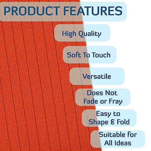 Image of Lakeer A4 Felt Sheets 29.7cm X 21cm Set 10 Orange Colour 1mm Thickness for Kids School DIY Crafts Patchwork Embroidery Project.