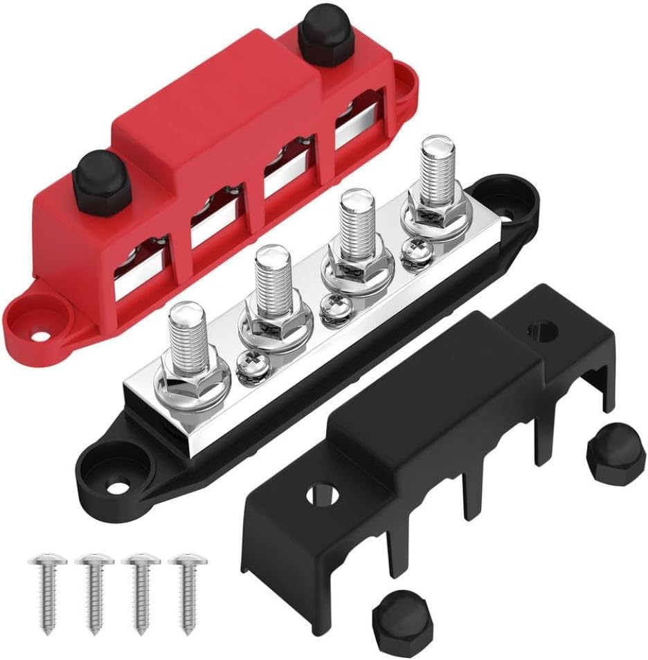 400A Copper Bus Bar Power Distribution Block with 5 16 Inch 48V DC for Compatible with Electrical Systems