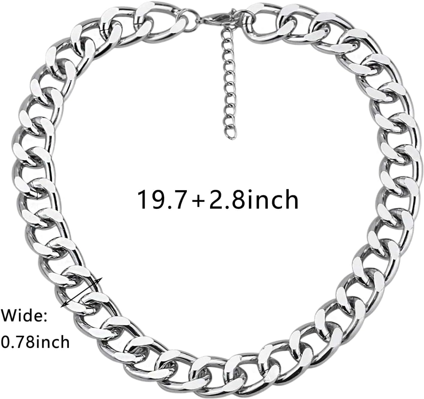 Chunky Silver Necklaces for Women Silver Layered Pirate Necklaces Punk 8090s Hip Hop Cuban Link Chain Necklace Layered Choker Necklace Pirate Prom Jewelry Freaknik Outfit Accessories - Image 6