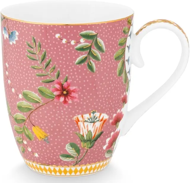 Pip Studio La Majorelle Becher großer pink Henkelbecher 350ml Porzellan Geschirr