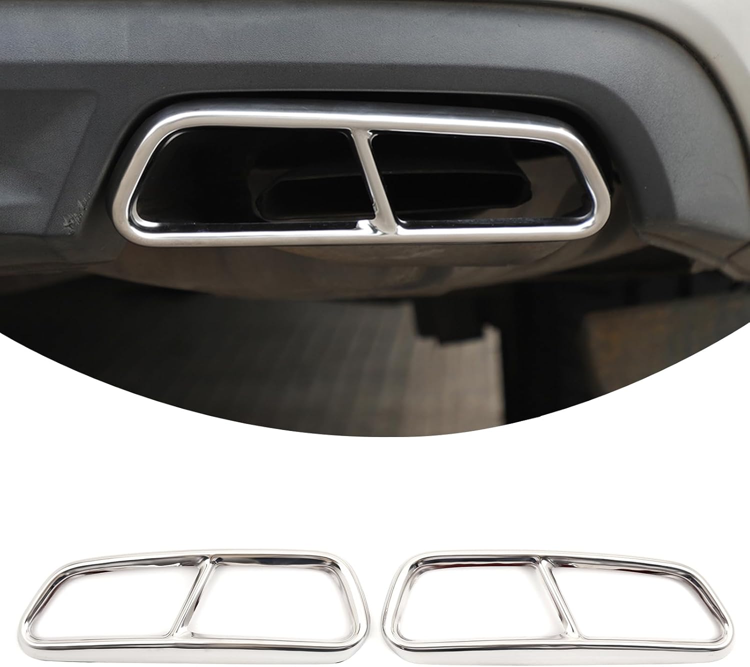 2pcs Stainless Steel Car Modification Four Out Tail Throat Exhaust Pipe Mask Trim Compatible with Audi A6L 2016 2017 2018 Models Accessories (Gloss Black)
