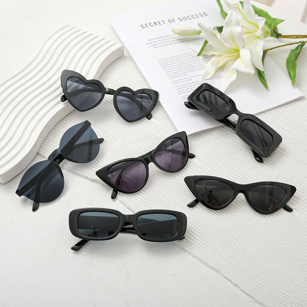 Party Sunglasses Bulk Black Sunglasses Pack Party Favor Retro Multipack Glasses Set for Women 8/12 Pack - Image 4