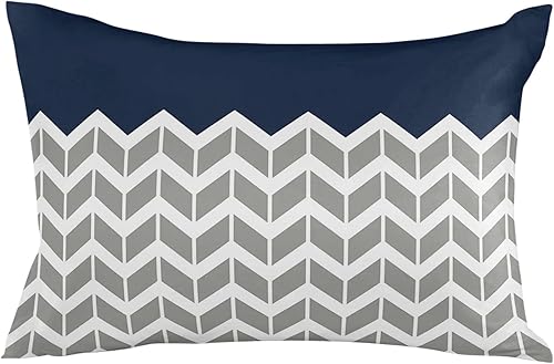 Fundas de almohada decorativas rectangulares lumbares con cremallera, decoración moderna de casa de campo para sofá, cama, cheurón azul marino, 12 x