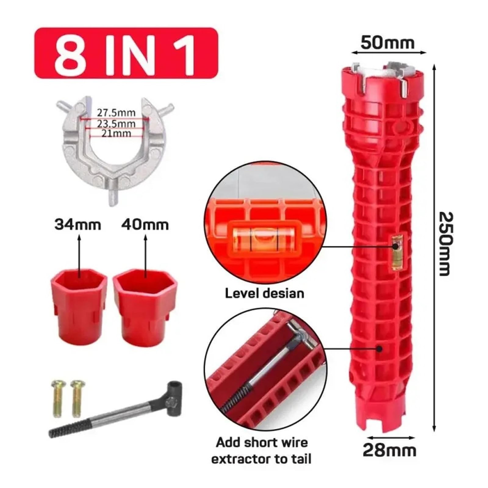 14 w 1 Faucet Sink Wrench Plumbing Installer Tool Set for Kitchen Bath (8 w 1)