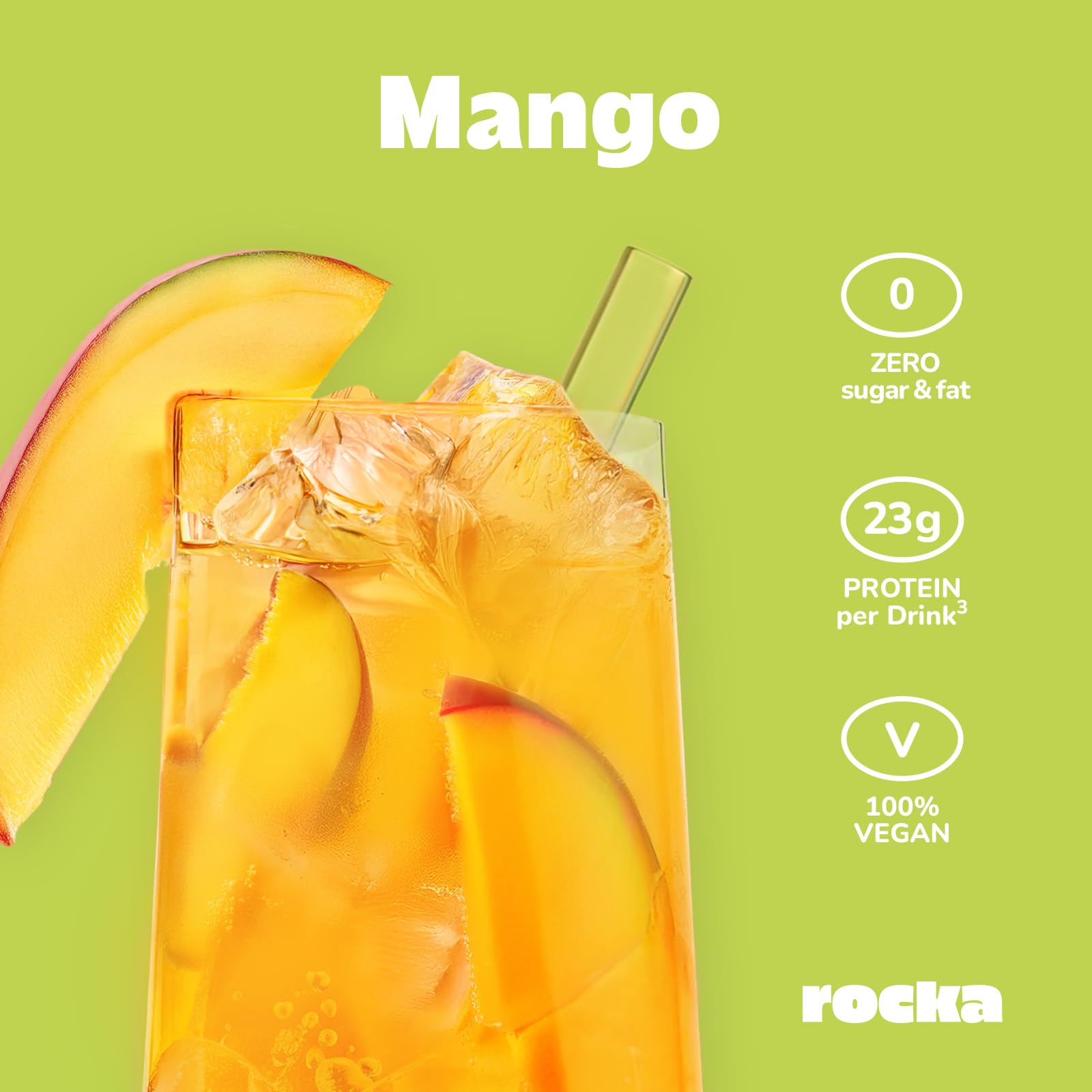 Rocka Nutrition Clear Protein vegane Proteinlimo mit Mango-Geschmack | Pflanzliches Proteinpulver mit 23 g Protein pro Portion (30 g) | 360 g (Mango)