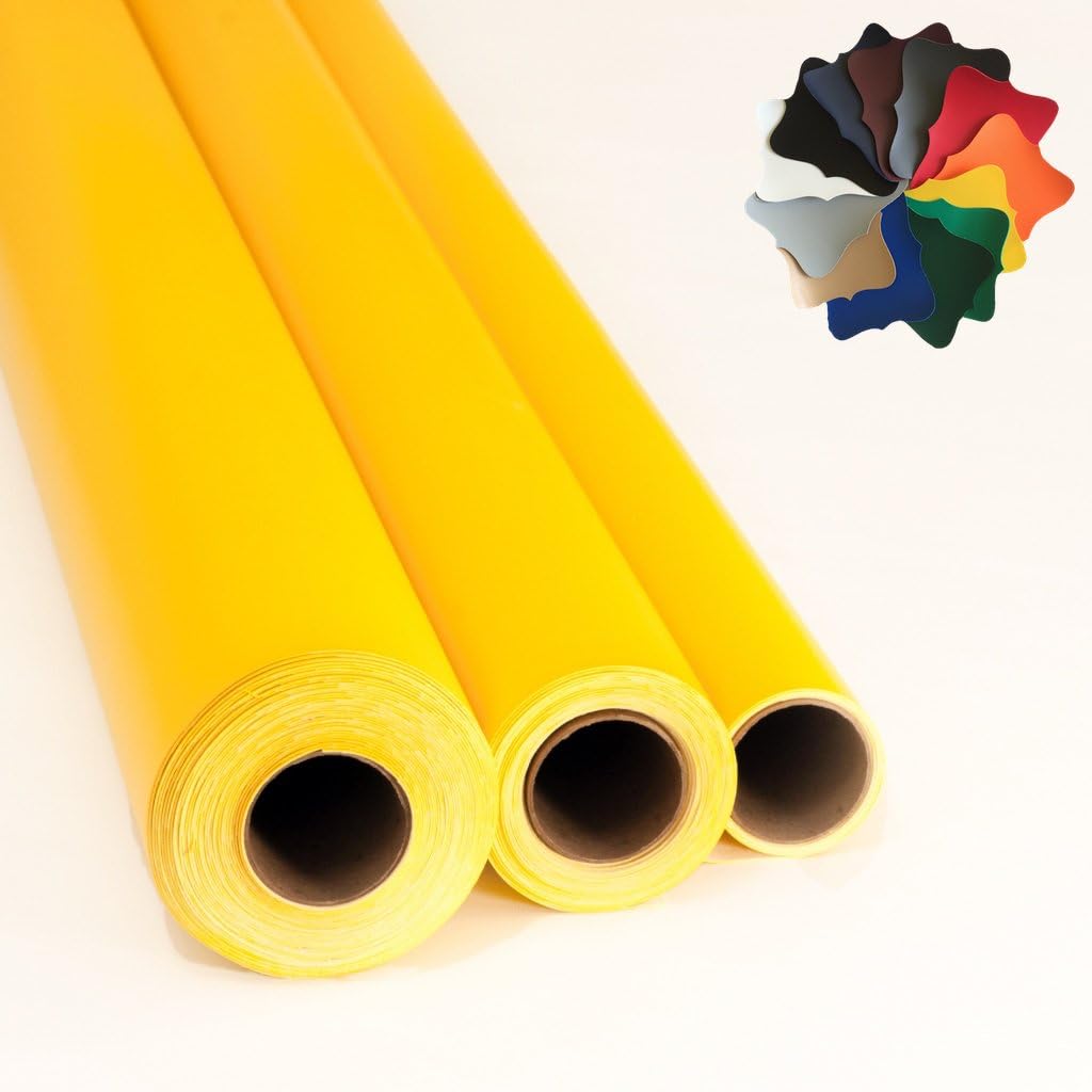 Yellow Marine Vinyl Fabric: Yellow 15 Yards (45' x 54") Upholstery Faux Leather: Waterproof, UV-Resistant, Boats, Indoor/Outdoor Seats, Automotive, Soft Pleather DIY Crafting