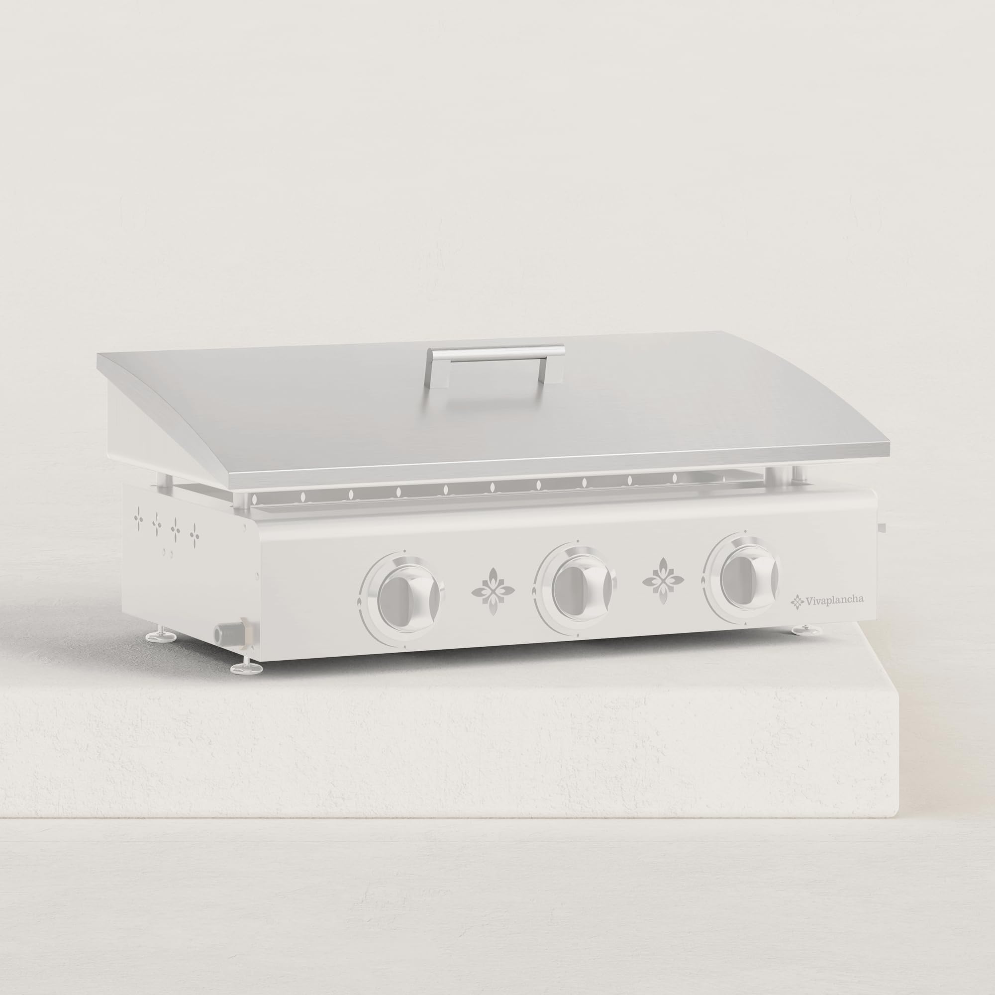 Couvercle de Protection pour plancha 3 Feux Tout INOX : protège et Assure Une Bonne Protection de Votre plancha Évite Les Projections de matières Grasses à l'arrière Compatible