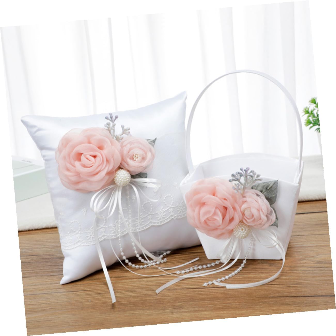 Wedding Flower Girl Basket Handheld Small Fabric Basket with Handle for Bride Petal Storage and Ceremony Party Decor