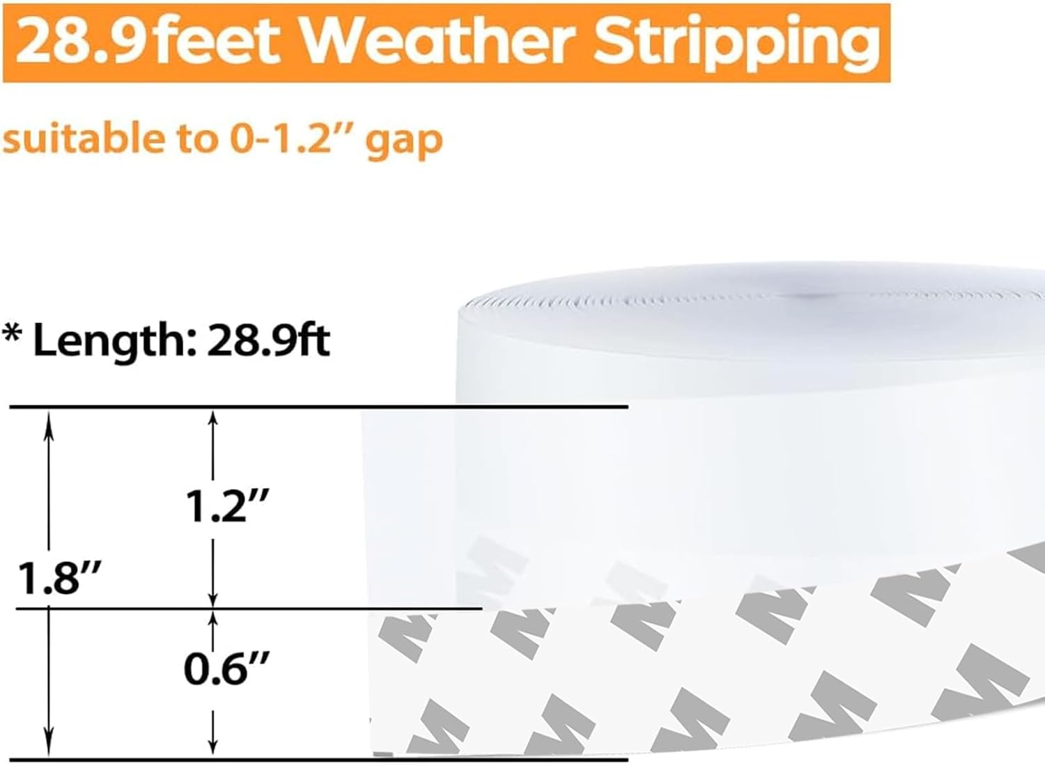 28.9 Ft Weather Stripping Door Seal Strip Tape,Silicone Door Draft Stopper,Self Adhesive Shower Door Bottom Seal, Door Insulation Strip for Door Frame Windows and Glass Gaps (Transparent, 45mm)