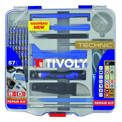 Tivoly 11501570042 Ouverture/Réparation de Smartphone/Appareils Electriques/Electroniques, Gris, Set de 57 Pièces