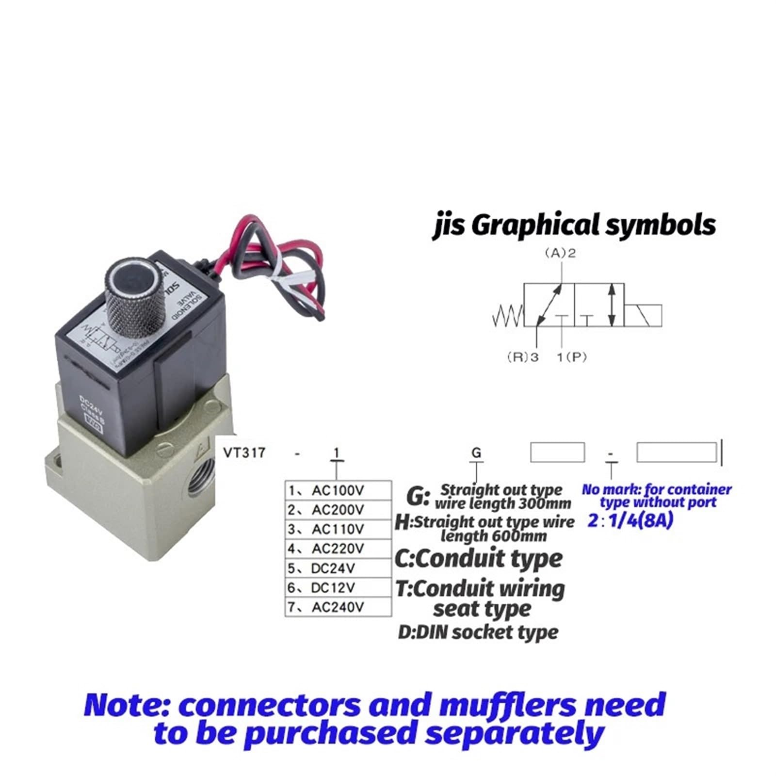Electroválvula de Tres vías y Dos Posiciones, electroválvula de vacío neumática, válvula de Alta frecuencia VT317-5G-02, VT317V-4D-02 y VT317-3G-02(Vt317z-5dz-02)