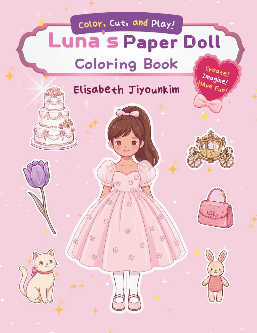 Luna's Paper Doll Coloring Book for Adults and Kids, Bold and Easy, Simple and Big