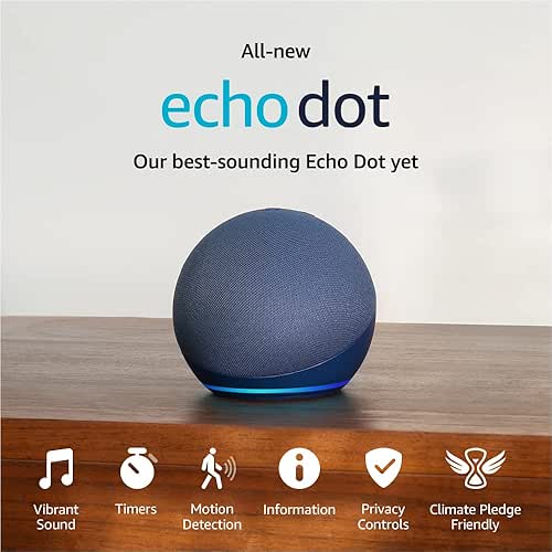 Like-New Amazon Echo Dot (newest model), Vibrant sounding Alexa speaker,