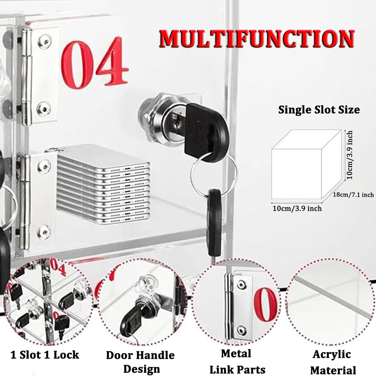 Mobile Phone Cabinet Mobile Phone Storage Cabinet Clear Acrylic Cell Phone Locker Box for School Department Meeting, Portable Mobile Phone Safe Deposit Box with Locks a