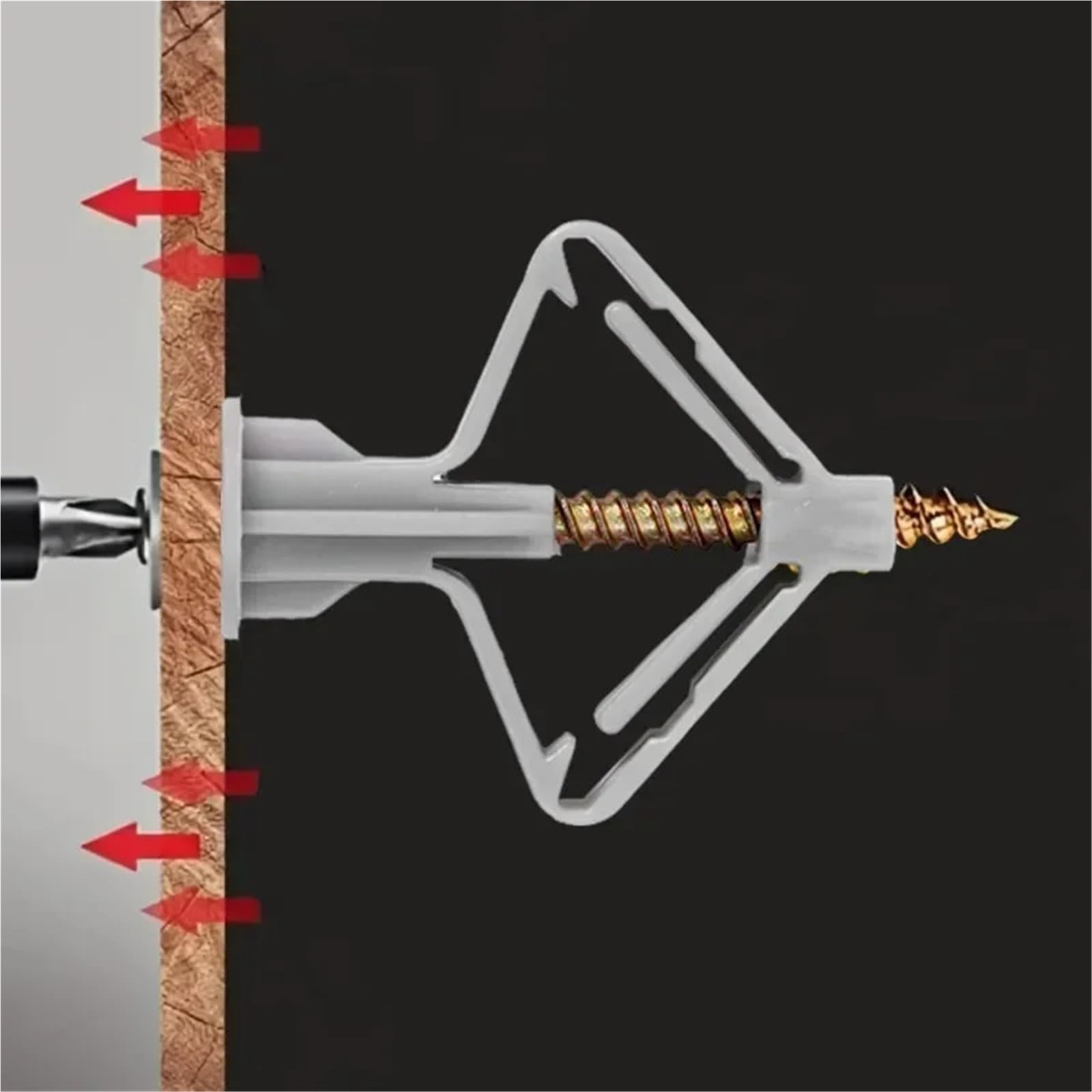 Dübel 10mm Gipskartondübel mit Befestigungsschrauben, selbstbohrende Expansionsschraubenrohre, Trockenbauanker-Befestigungssätze(Color 1,200PCS (100sets))