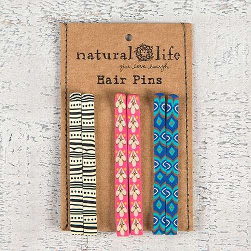 Natural Life Hair Pin Set Blue, Pink, Black & White