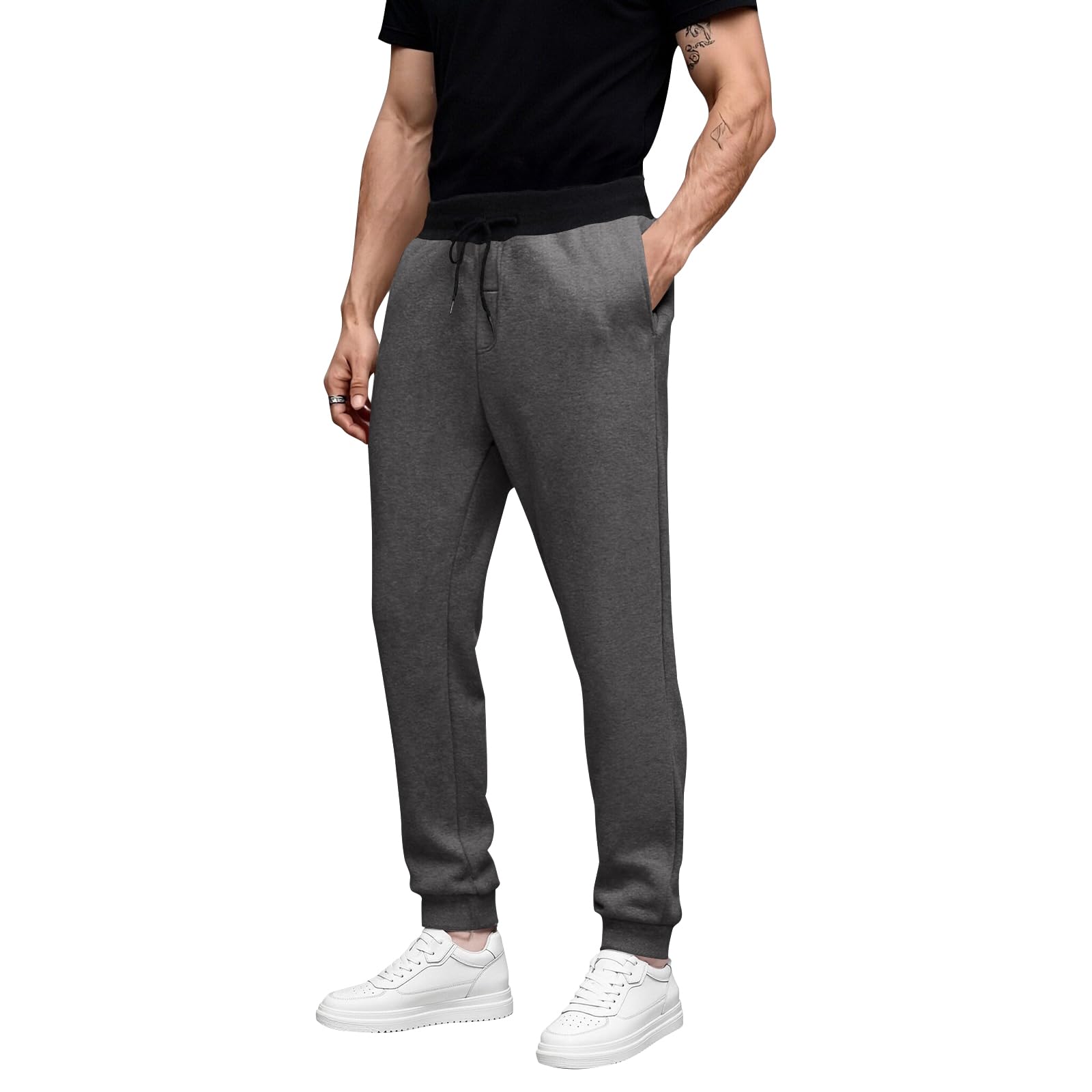 Mens Baggy Sweatpants Elastic Waist Drawstring Wide Leg Sweatpants Casual Loose Baggy Joggers with Pockets