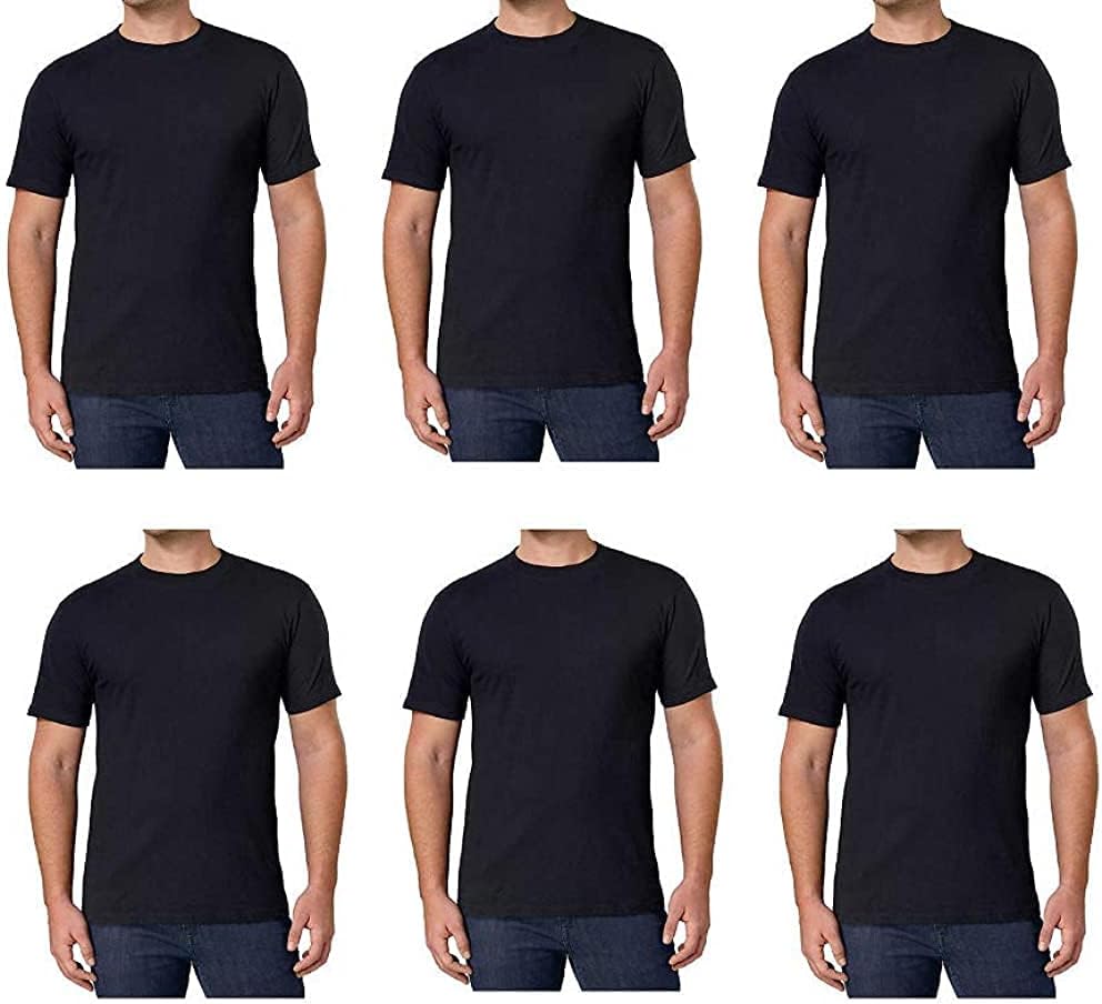 Men's Crew Neck 100% Combed Heavyweight T-Shirts Cotton Pack of 6