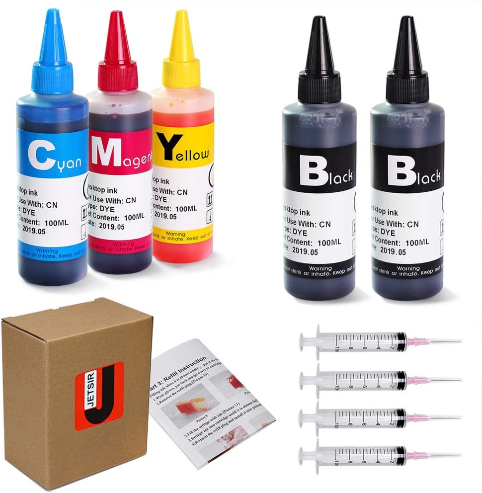 4 Color Compatible Refill Ink kit for Canon 250 251 270 271 280 281 PG240 CL241 PG245 CL246 PG210 CL211 1200 2200 Inkjet Cartridge, CISS ect, 100ml x5 Bottle with 4 Syringe and Instruction