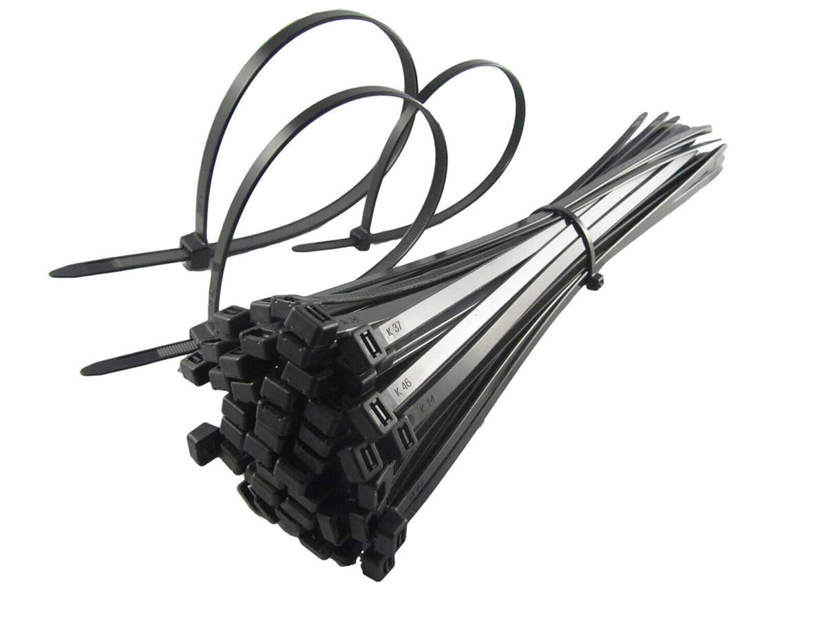 UKCABLE-TIES Cable Ties Black Plastic Zip Tie Wraps - Pack of 100 (4.8mm x 250mm)