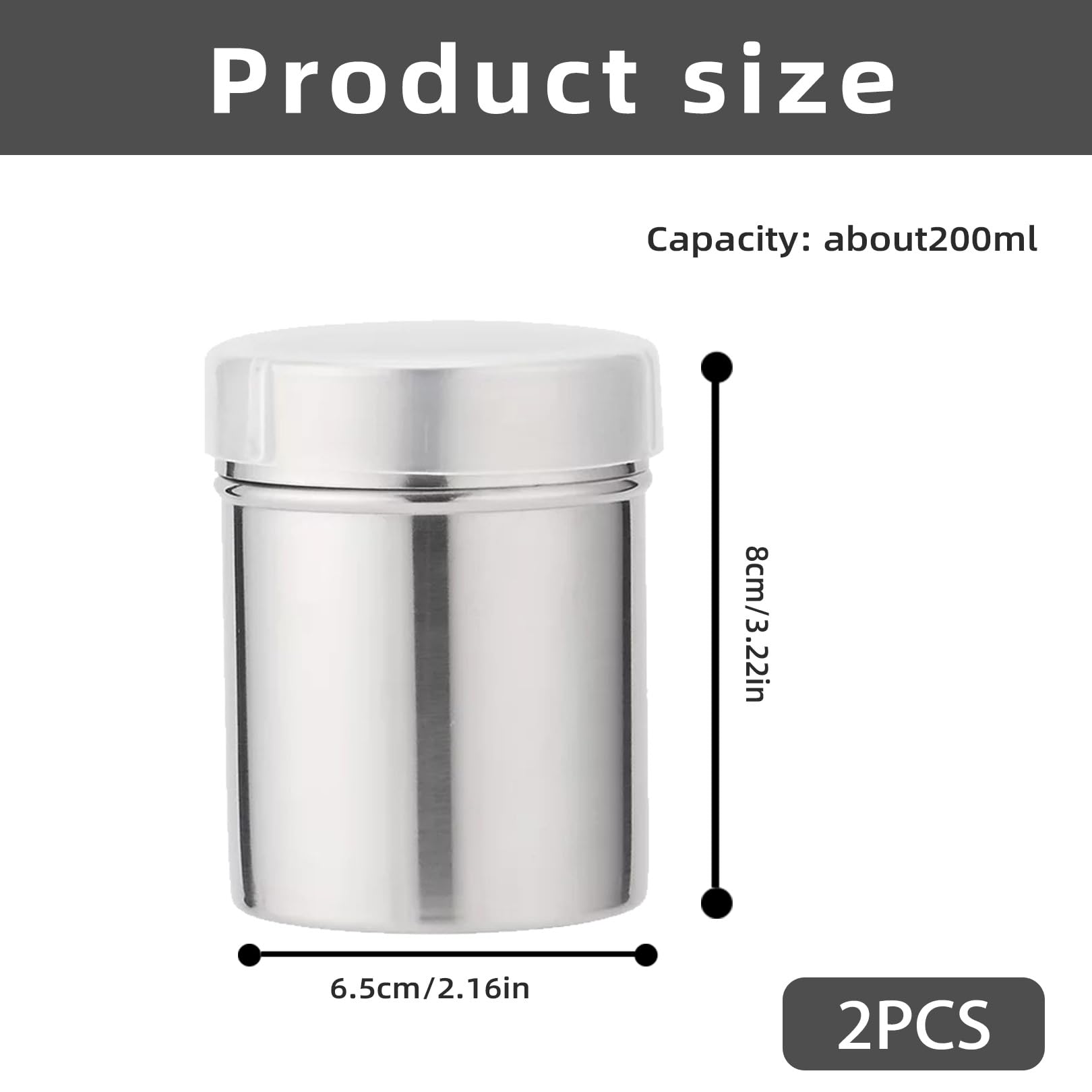 Saupoudreur de cacao et de sucre en poudre, saupoudreuse à farine, sucre en poudre, pratique avec couvercle pour cacao, farine, cannelle, plus encore, cappuccino, café, pâtisserie, tamis à structure