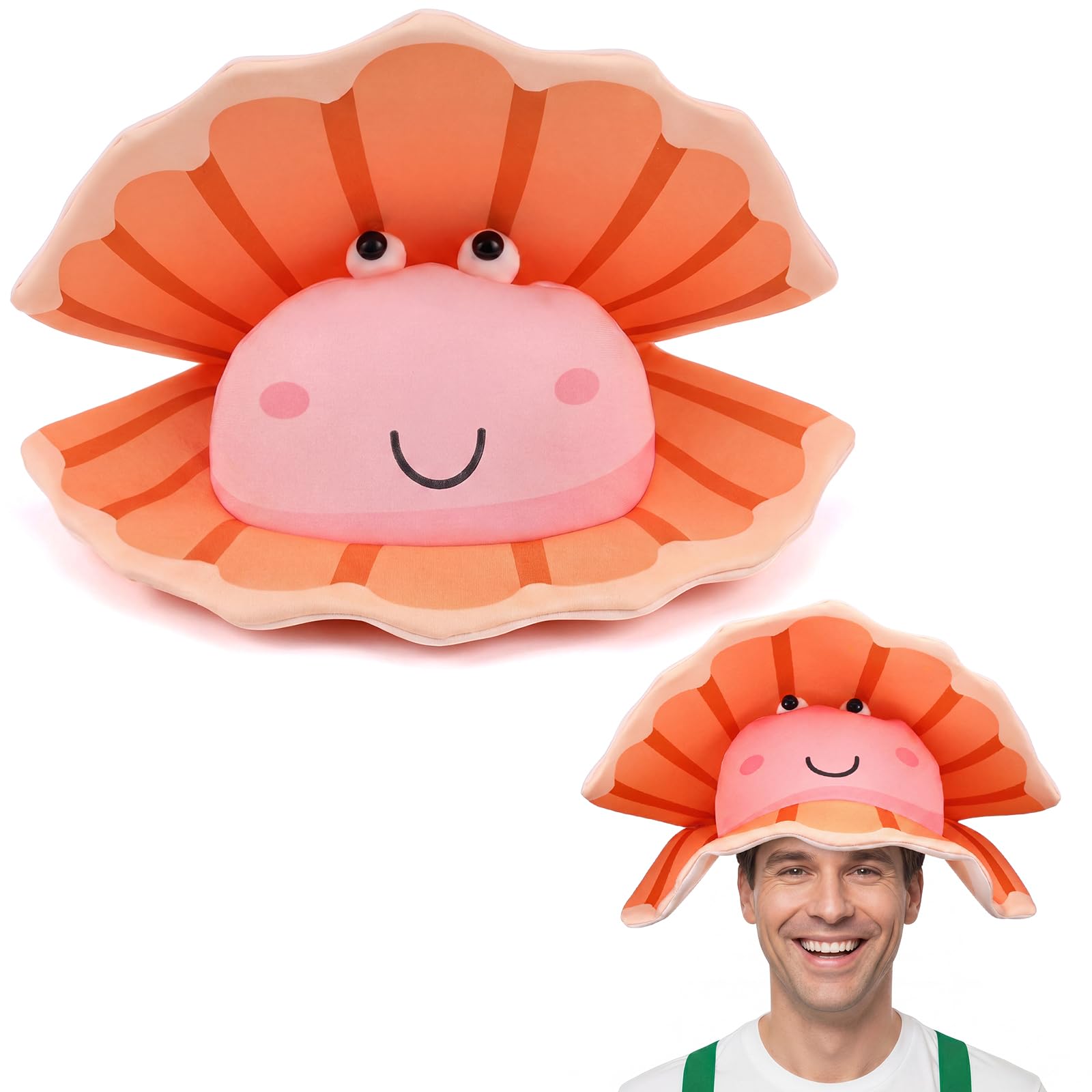 Chicingyou Clam Costume Hat Novelty Shell Headwear Under the Sea Costume Novelty Adult Hats for Holiday Costumes, Halloween Cosplay Party, Photo Props or Daily Fun Accessories