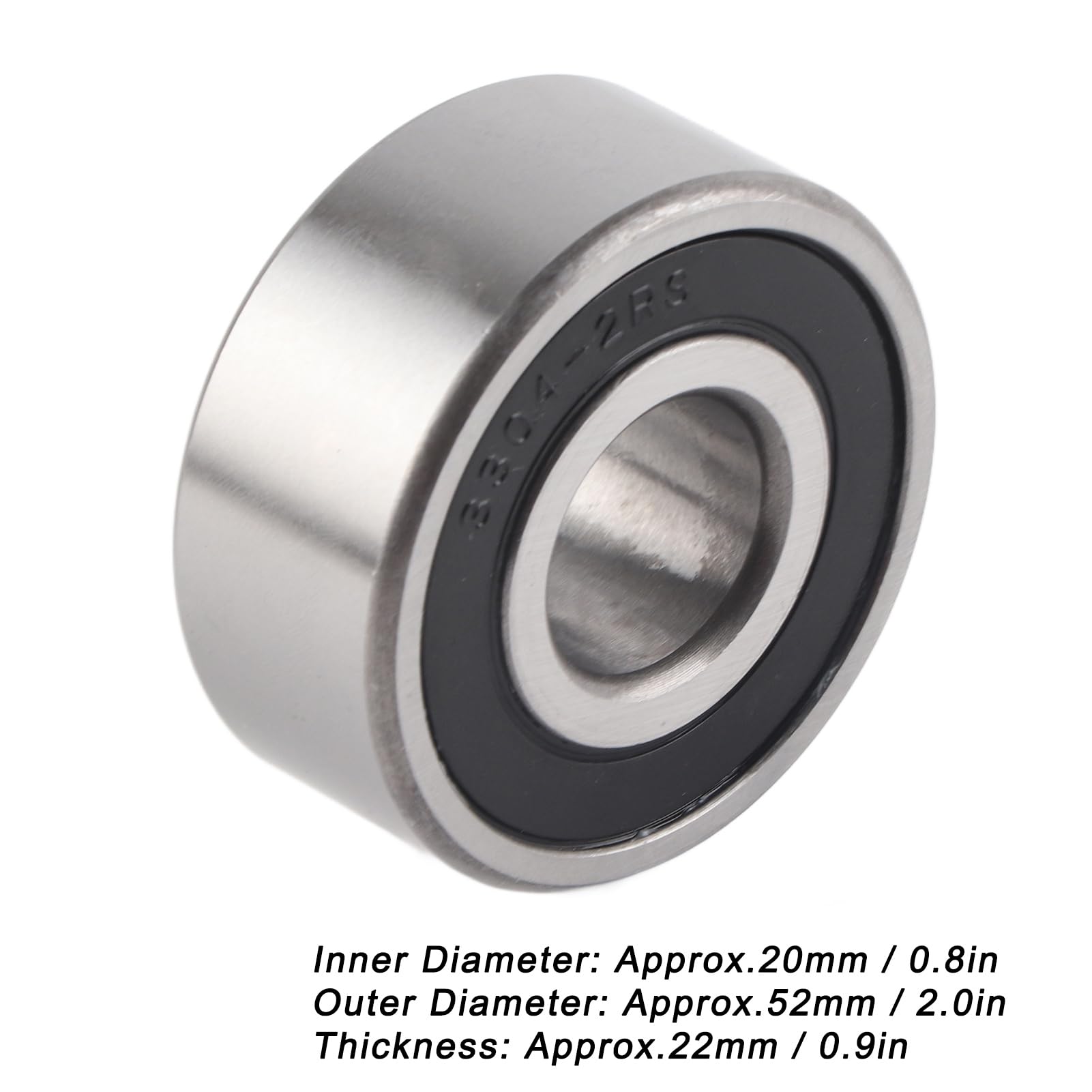 5304-2RS Dwurzędowe łożysko Kulkowe Skośne 20x52x22mm, Niskoszumowe, Cylindryczne łożyska Wałeczkowe z Dobrym Uszczelnieniem do Maszyn Włókienniczych, Maszyn Drukarskich i Innych