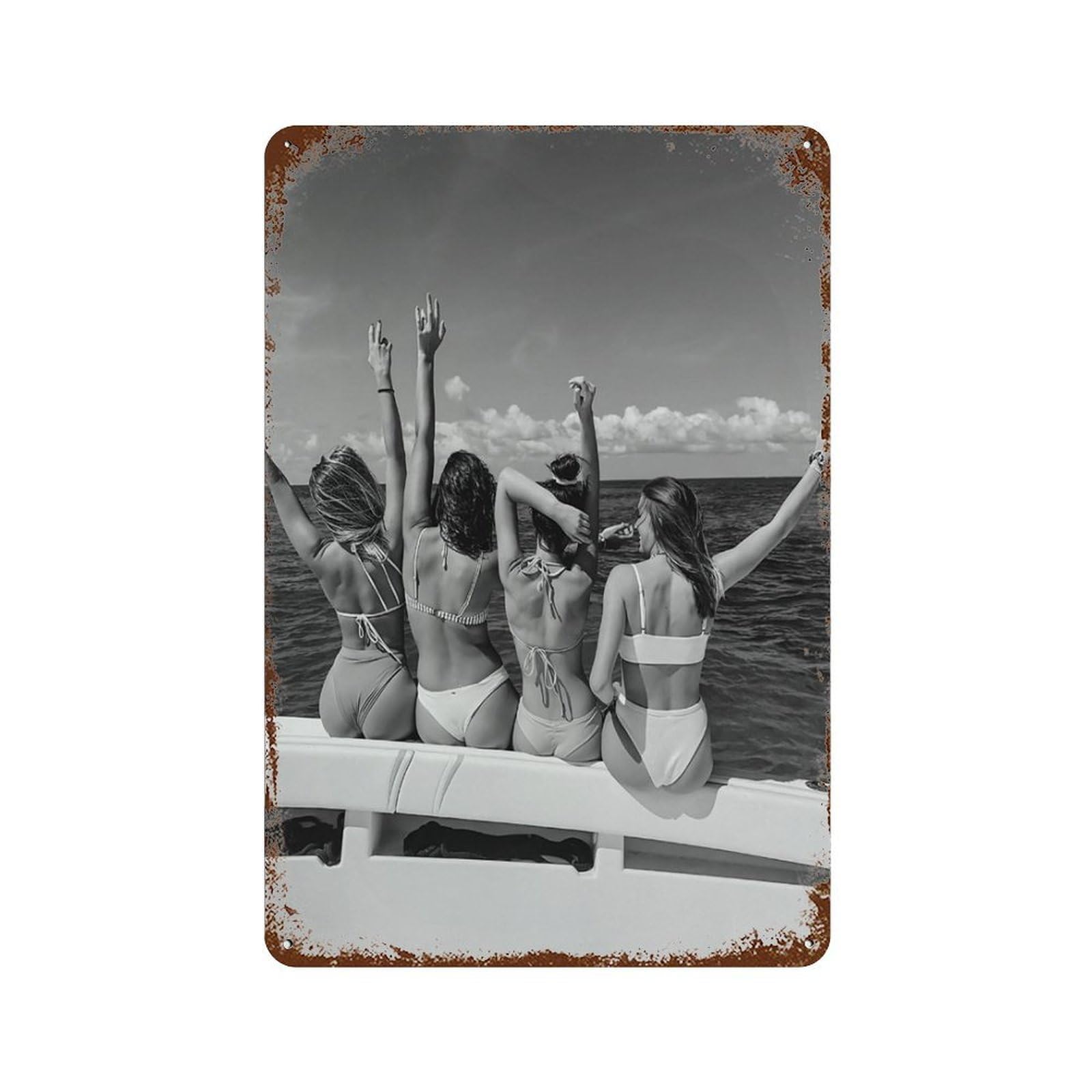 xiaoxiaoshen Vintage Woman Seaside Wall Decor Art Metal Tin Poster Modern Home Decor Art Home Bar Shop Decorations Vintage Sign 30x20cm