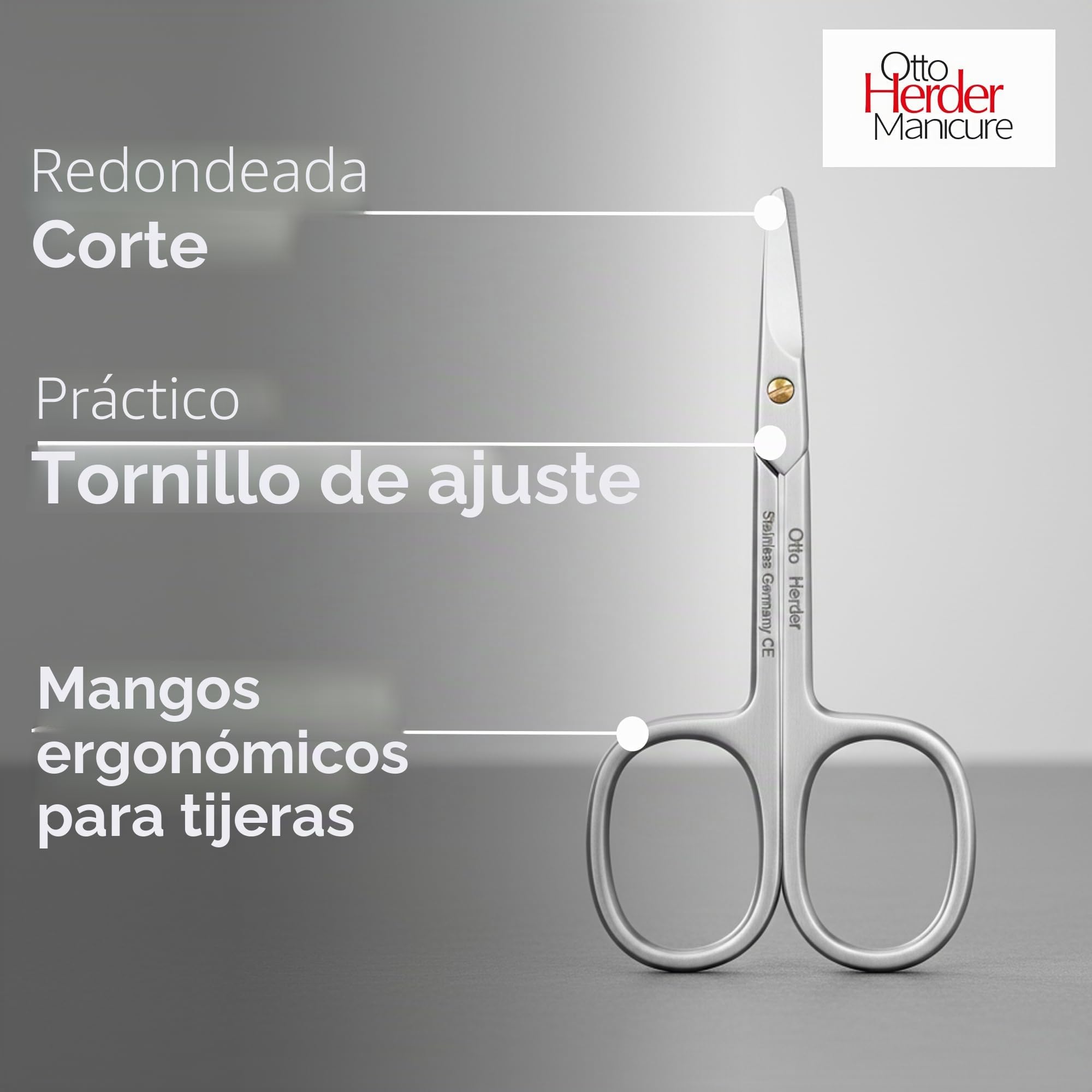 OTTO HERDER - Tijeras redondas redondeadas para bebé, 9 cm, tijeras de acero inoxidable, tijeras de uñas para el cuidado de las manos y los pies de los niños pequeños