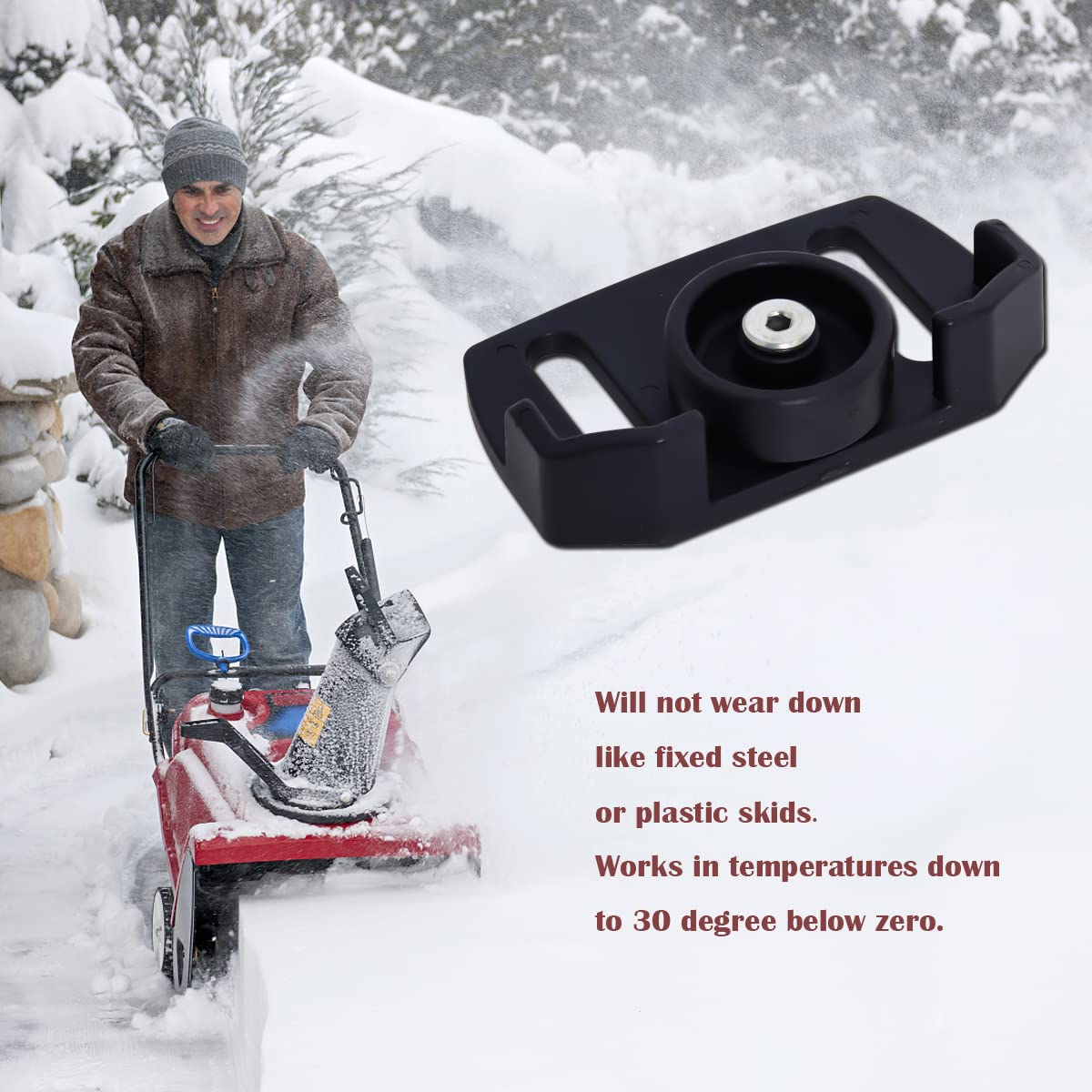 Lot De 2 Patins Avec Rouleaux Pour Souffleuse à Neige - Compatible 5,3 Cm / 7,6 Cm Entre Boulons