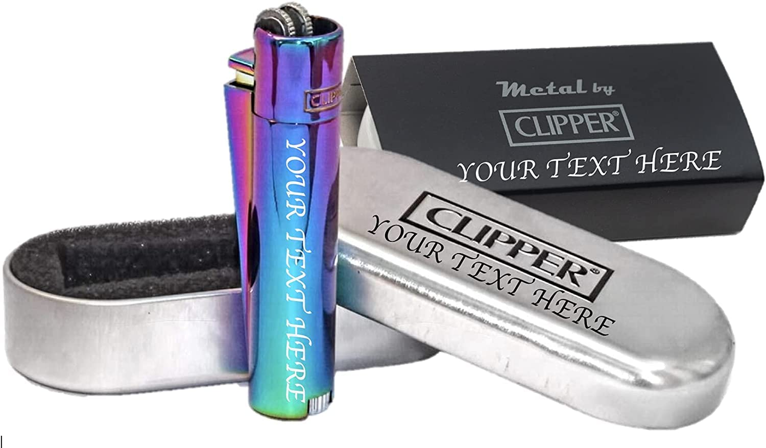 Defence Limited Edition - Clipper Lighter Deep Engraved Personalised Metal Rainbow- Engraving Included for Birthdays, Anniversaries, Weddings and Valentines (1)