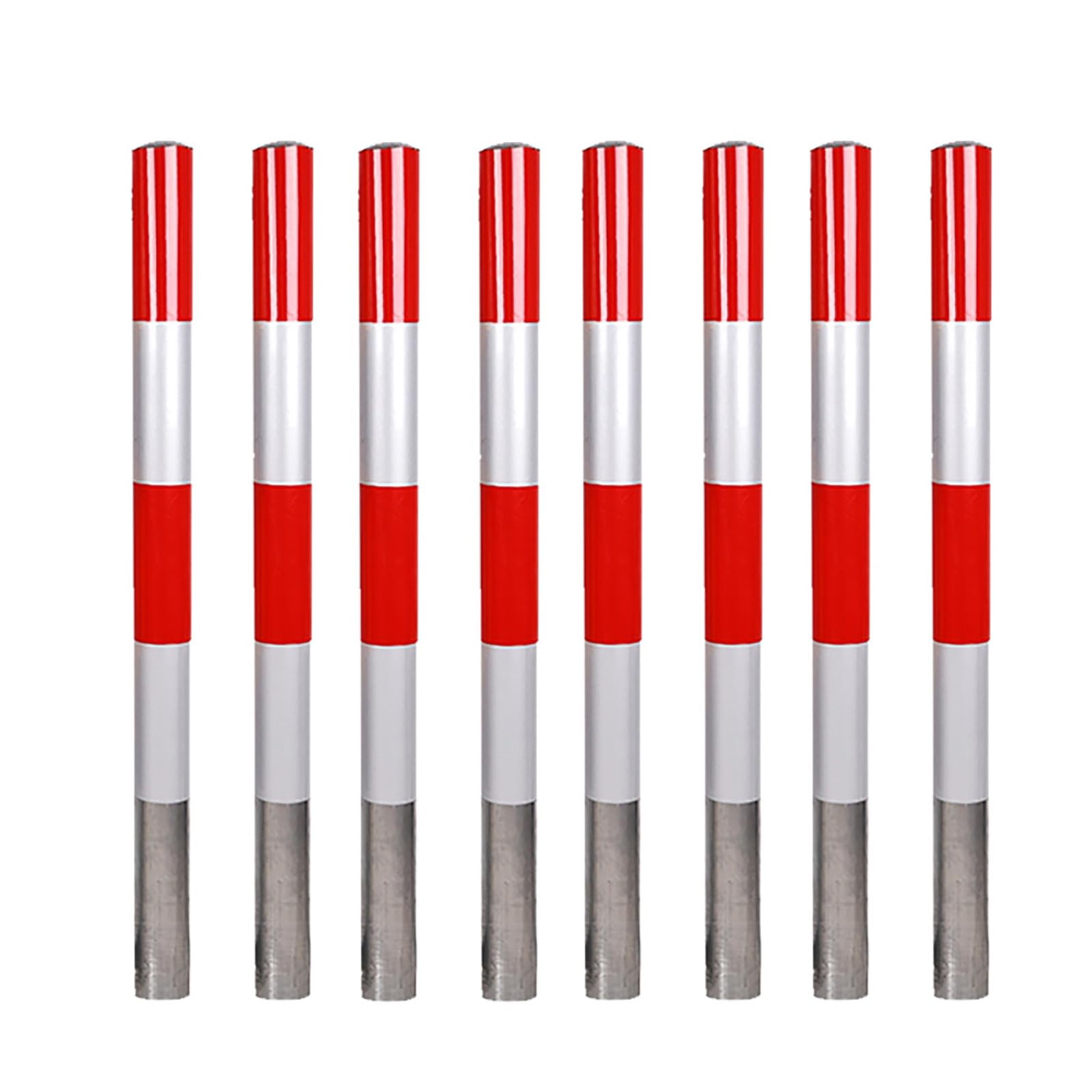 SGKOMN Heavy-Duty Safety Bollard Posts - Rustproof & Waterproof Traffic Barriers for Driveways, Reflective Security Bollards, 8pcs-red-39.4 * 4.5in