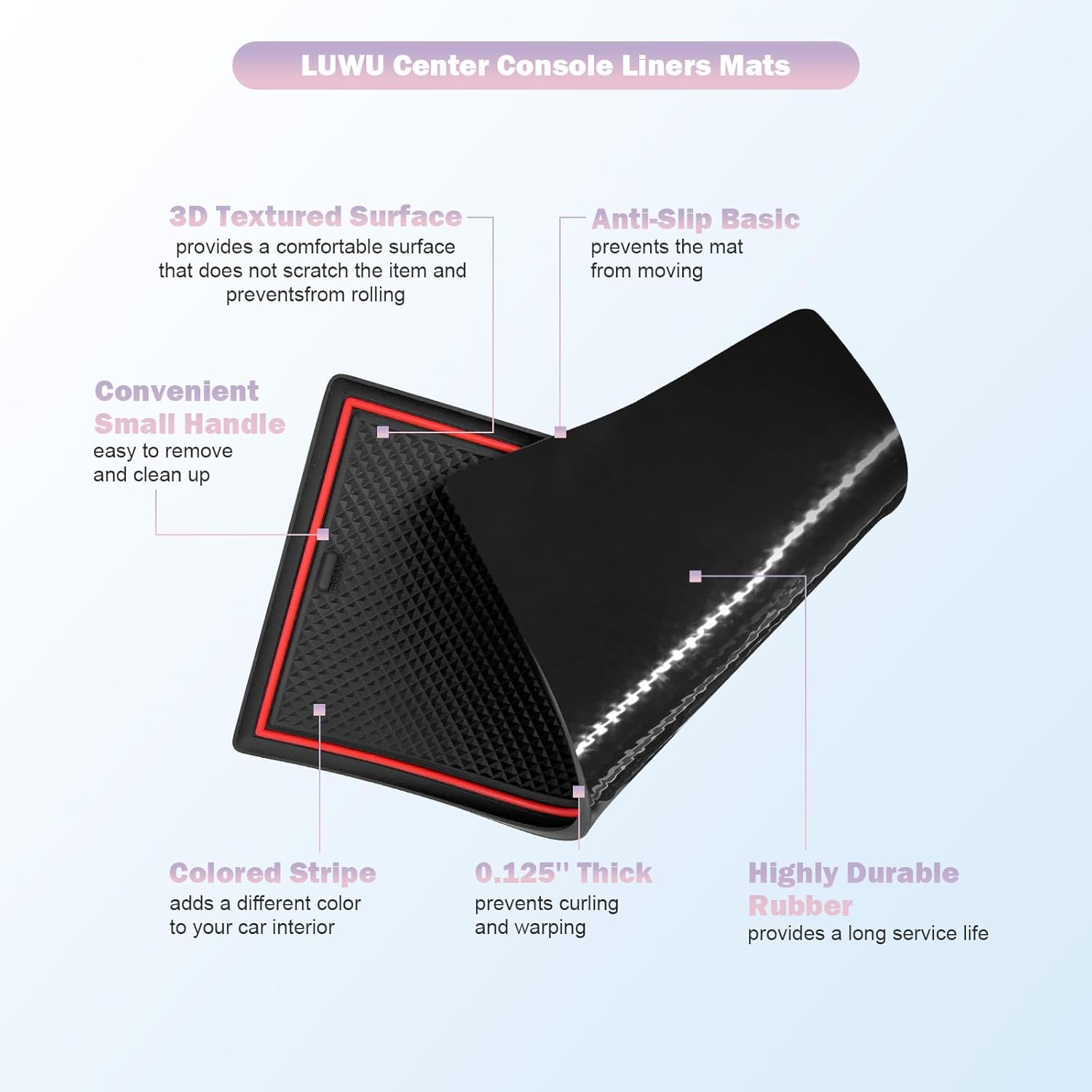 LUWU for 2023 Kona Accessories - for 2022 2023 Hyundai Kona Door Slot Mats Cup Holder Insert Coaster Center Console Liners Mats for Door Groove Gate Door Pockets [NOT for Kona EV] Red - 18 PCS/Set